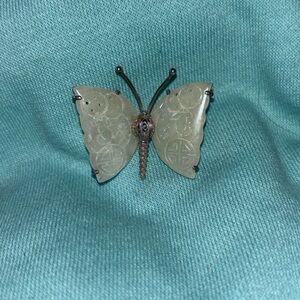 Jade Butterfly Brooch 925 Silver